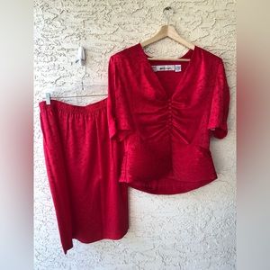 Retro 80s 2 piece skirt and blouse set